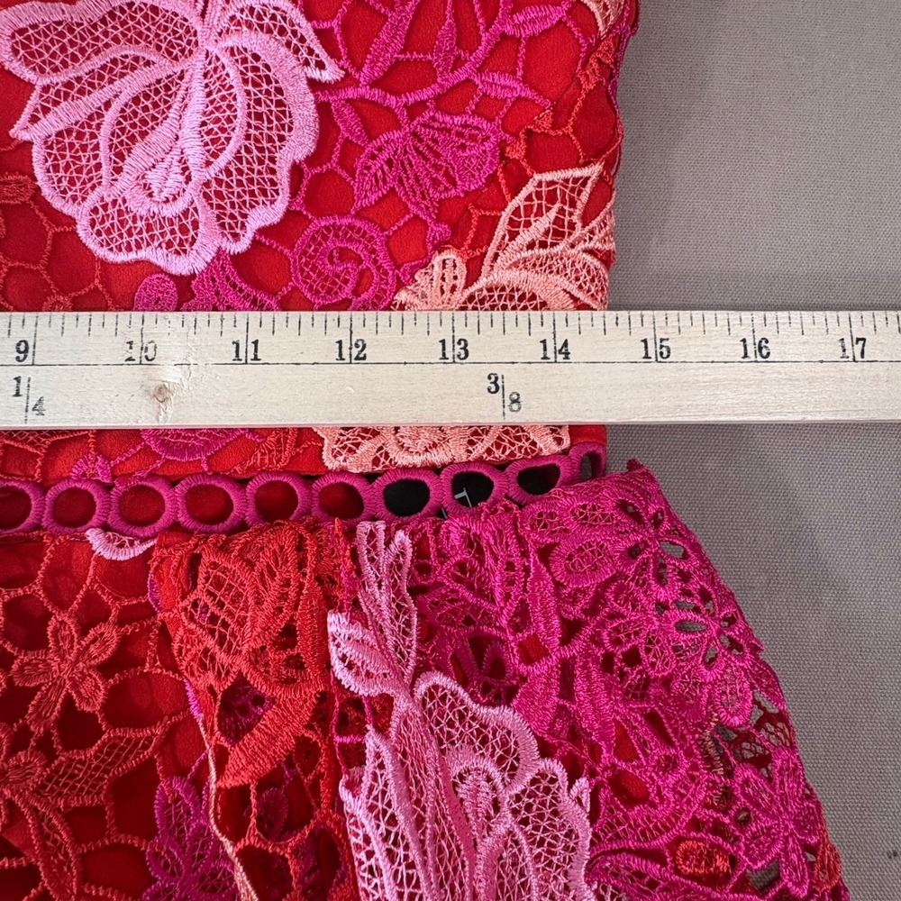 Elliatt X Revolve Times Dress Womens Large Pink Strapless Lace Peplum Floral NEW - Picture 10 of 11